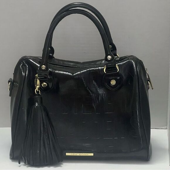 Steve Madden Speedy Satchel Top‎ Handle Handbag Patent-like Casual Solid Tassel - Picture 2 of 14